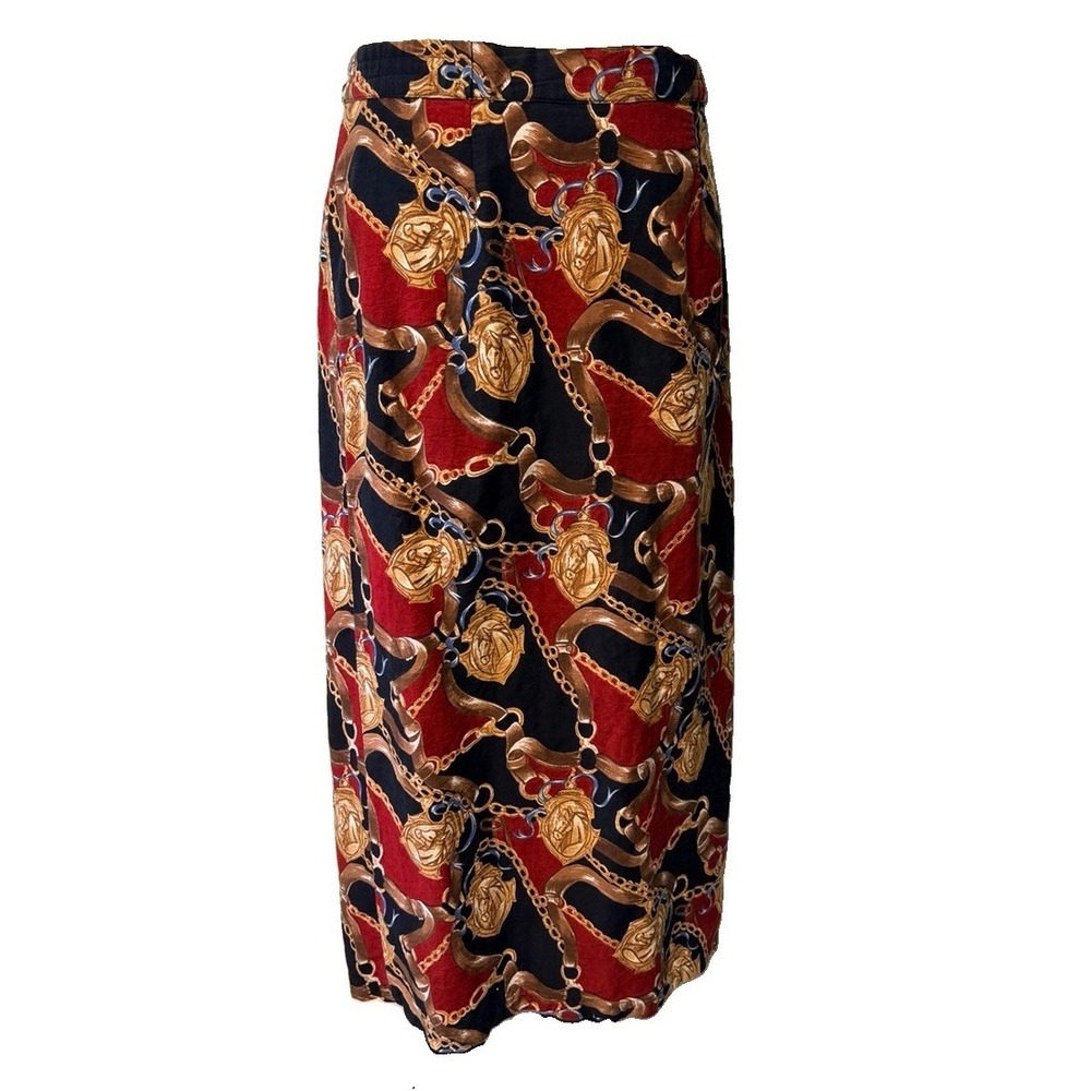 Vintage Sun River Equestrian Wrap Skirt Maxi Horses Preppy Old Money‎ Large P